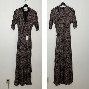 Fame and Partners The Greer Light Weight Viscose Satin Dress in Leopard Gray